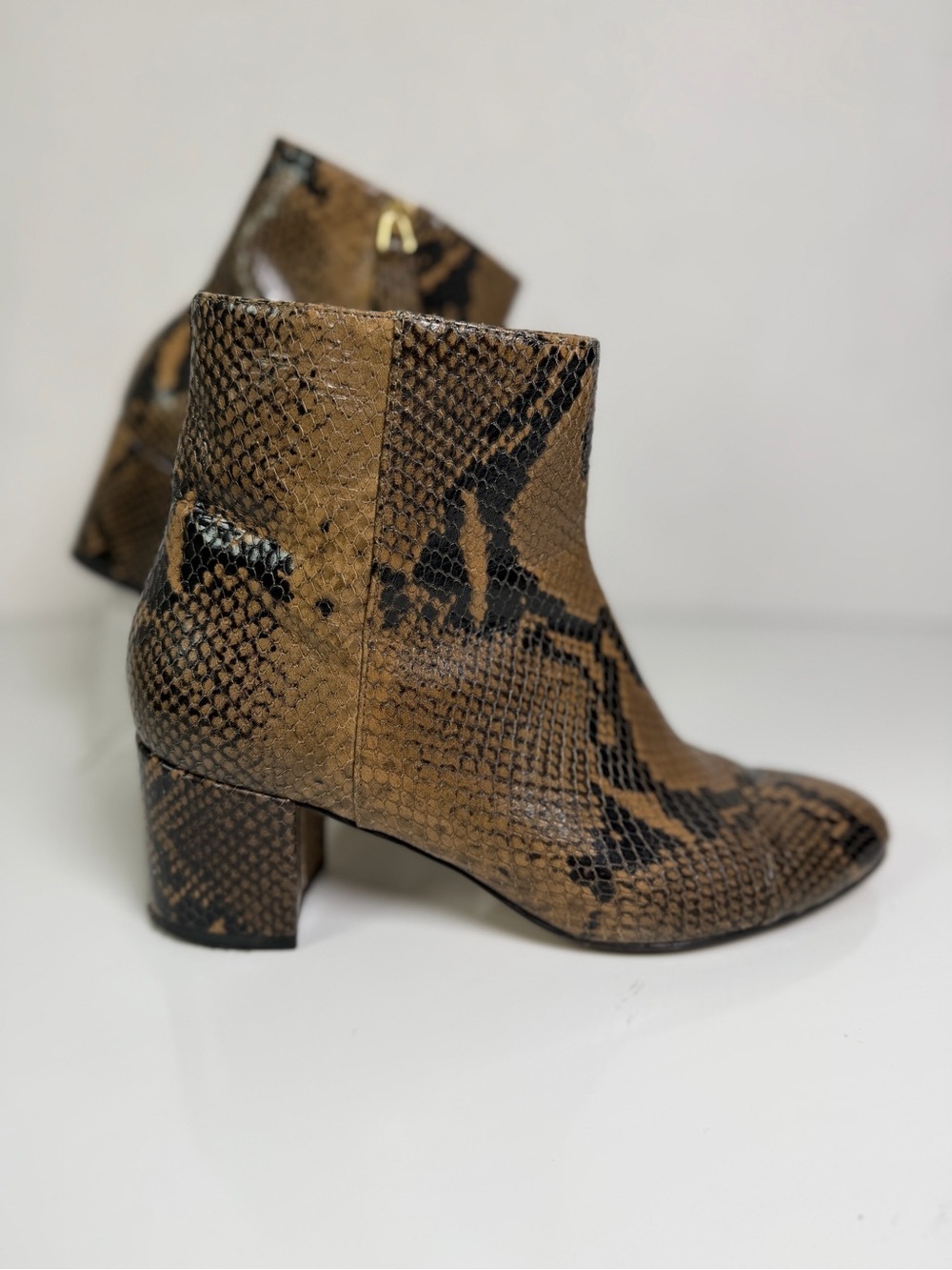 Paris Texas Snake Print Leather Ankle Boot Block Heel Made Italy EU 39 US 8-8.5